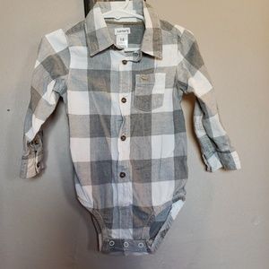 Carters large plaid grey and white
